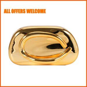 Acrylic Evening Clutch with Metal Handle Crossbody Bag Wedding Party